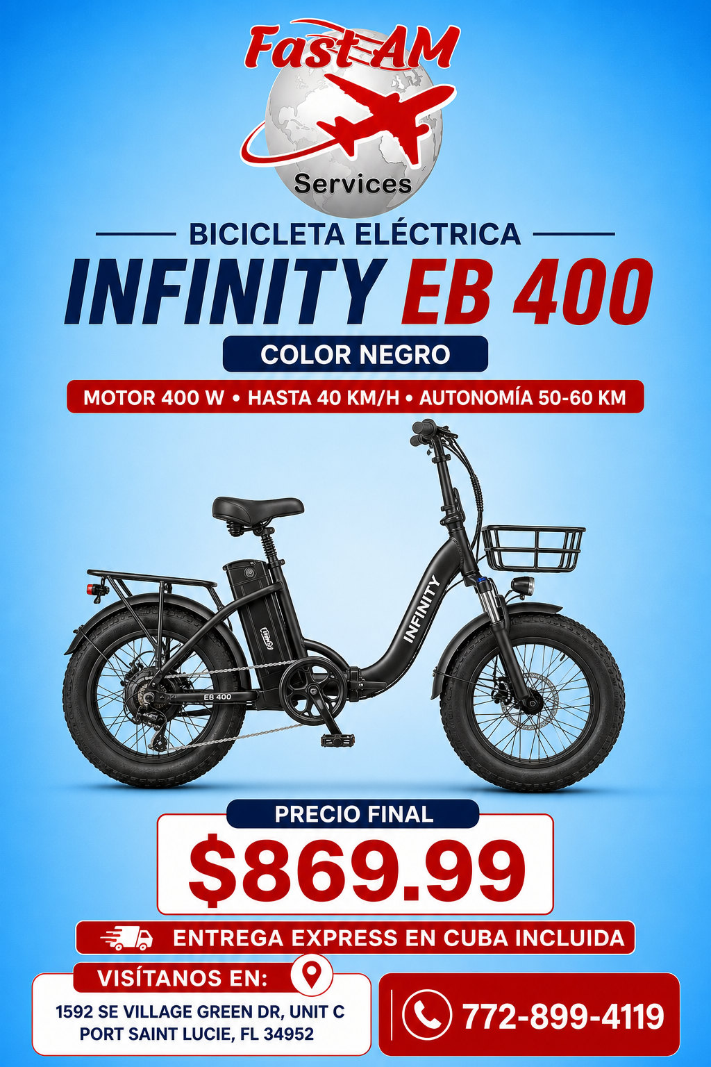 Bicicleta eléctrica Infinity EB 400 color negro